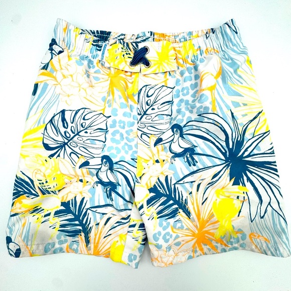 Rugged Butts Sz 6 Tropical Print Kid’s Swim Trunks - Picture 2 of 4